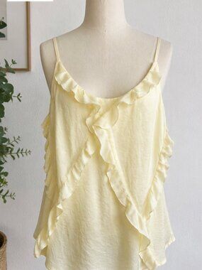 Listicle Cream Ruffle Cami Tank Top Size Medium